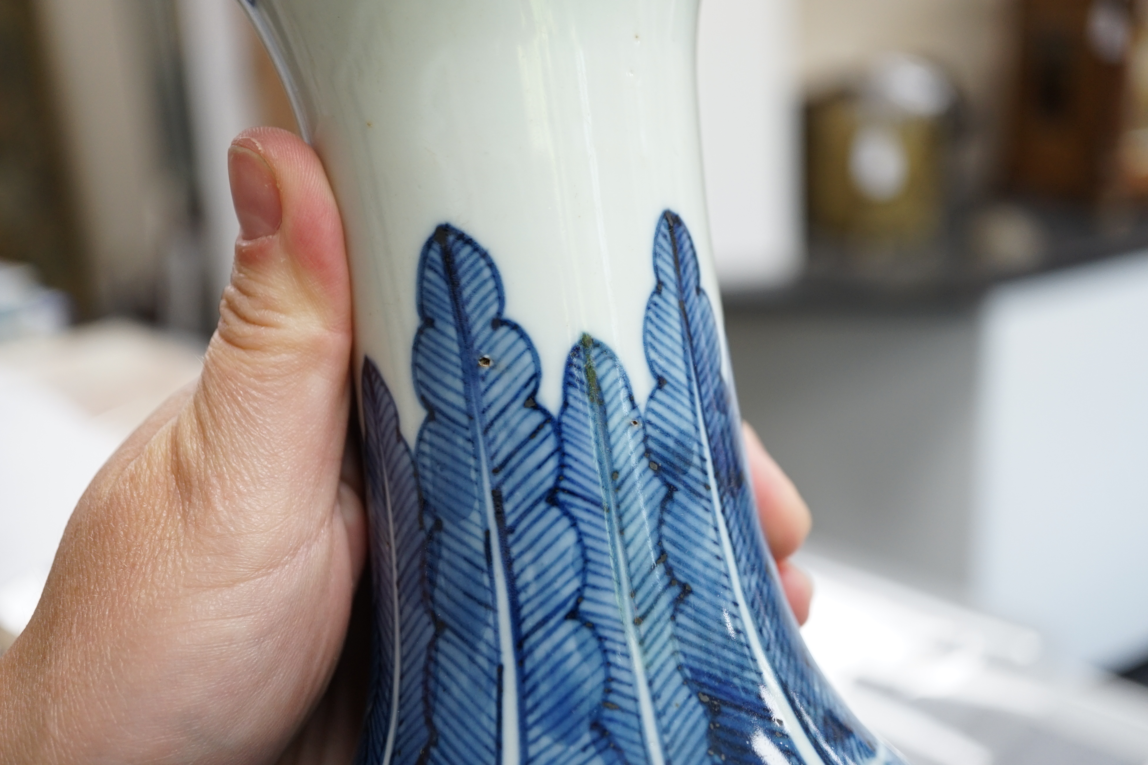 A Chinese blue and white ‘lotus’ vase, 20th century